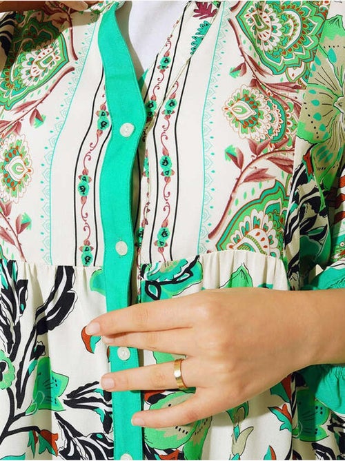 Robe longue imprimée à col en v bdart - Kiabi
