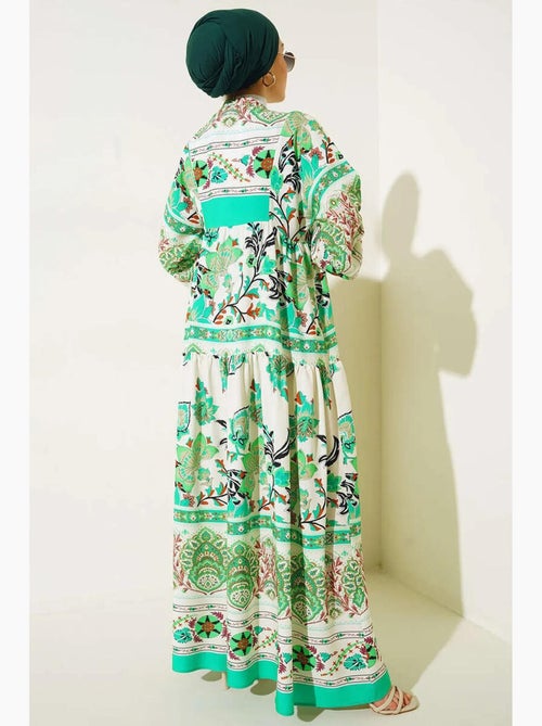 Robe longue imprimée à col en v bdart - Kiabi