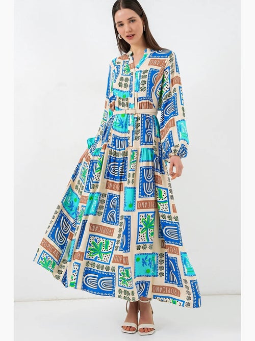 Robe longue imprimée à col en v bdart - Kiabi Robe longue imprimée à col en v bdart - Kiabi