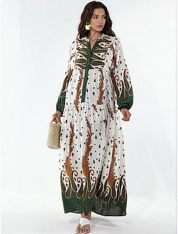 Robe longue imprimée à col en v bdart