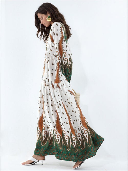 Robe longue imprimée à col en v bdart - Kiabi