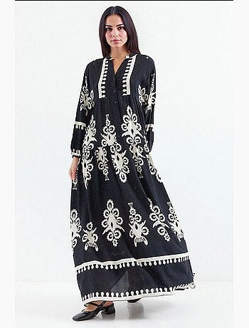 Robe longue imprimée à col en v bdart