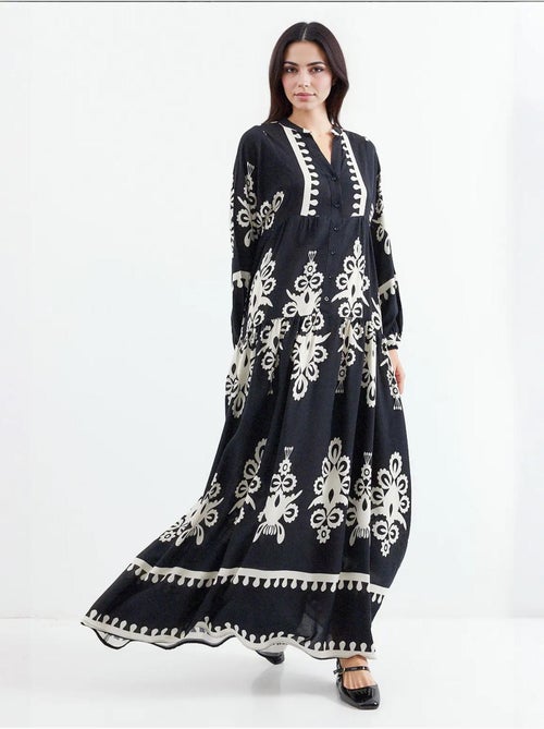 Robe longue imprimée à col en v bdart - Kiabi