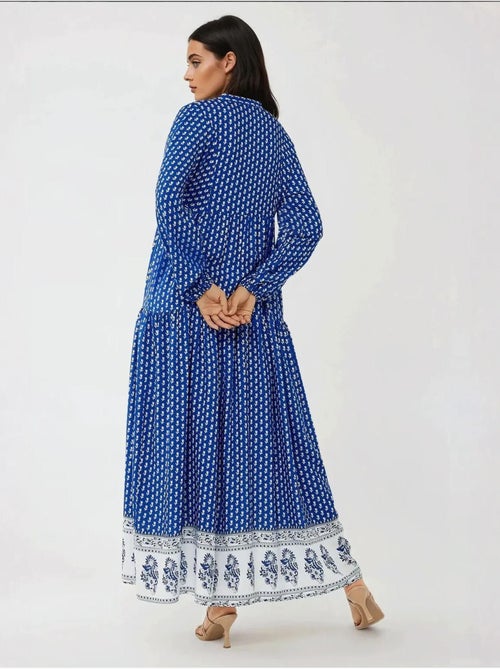 Robe longue imprimée à col en v hiccup - Kiabi Robe longue imprimée à col en v hiccup - Kiabi