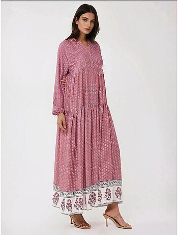 Robe longue imprimée à col en v hiccup