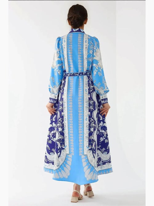 Robe longue imprimée à manches longues avec ceinture hiccup - Kiabi Robe longue imprimée à manches longues avec ceinture hiccup - Kiabi