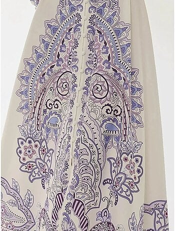 Robe longue imprimée à manches longues avec ceinture