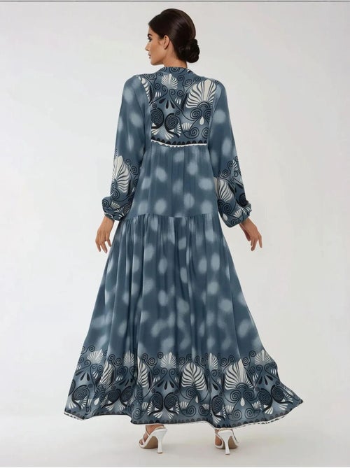 Robe longue imprimée à manches longues en viscose hiccup - Kiabi Robe longue imprimée à manches longues en viscose hiccup - Kiabi