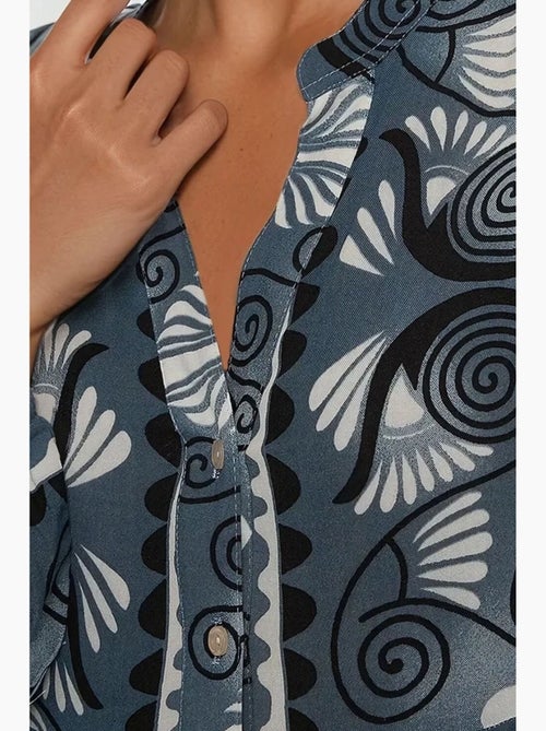 Robe longue imprimée à manches longues en viscose hiccup - Kiabi Robe longue imprimée à manches longues en viscose hiccup - Kiabi