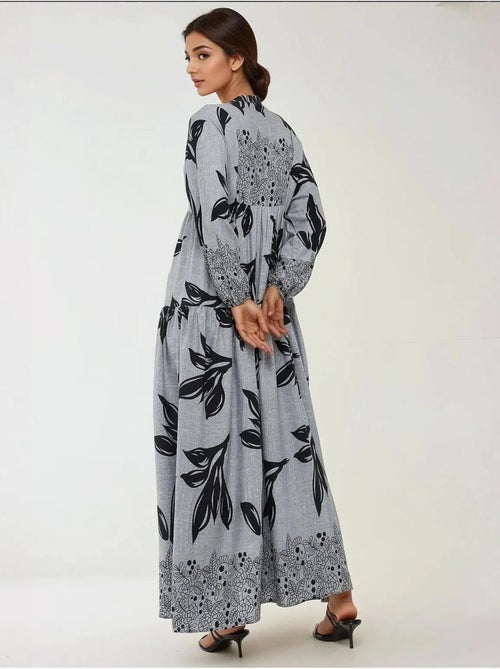 Robe longue imprimée à manches longues en viscose hiccup - Kiabi Robe longue imprimée à manches longues en viscose hiccup - Kiabi