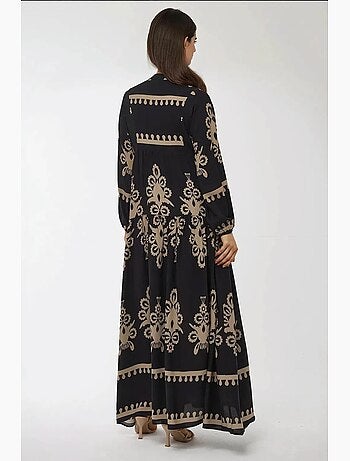 Robe longue imprimée à manches longues en viscose hiccup
