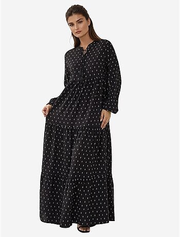 Robe longue imprimée à manches longues en viscose hiccup