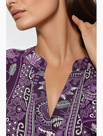 Robe longue imprimée à manches longues en viscose hiccup