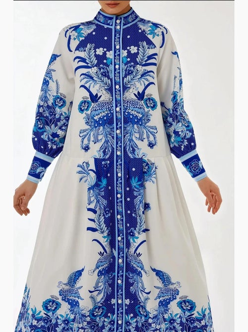 Robe longue imprimée à manches longues hiccup - Kiabi Robe longue imprimée à manches longues hiccup - Kiabi