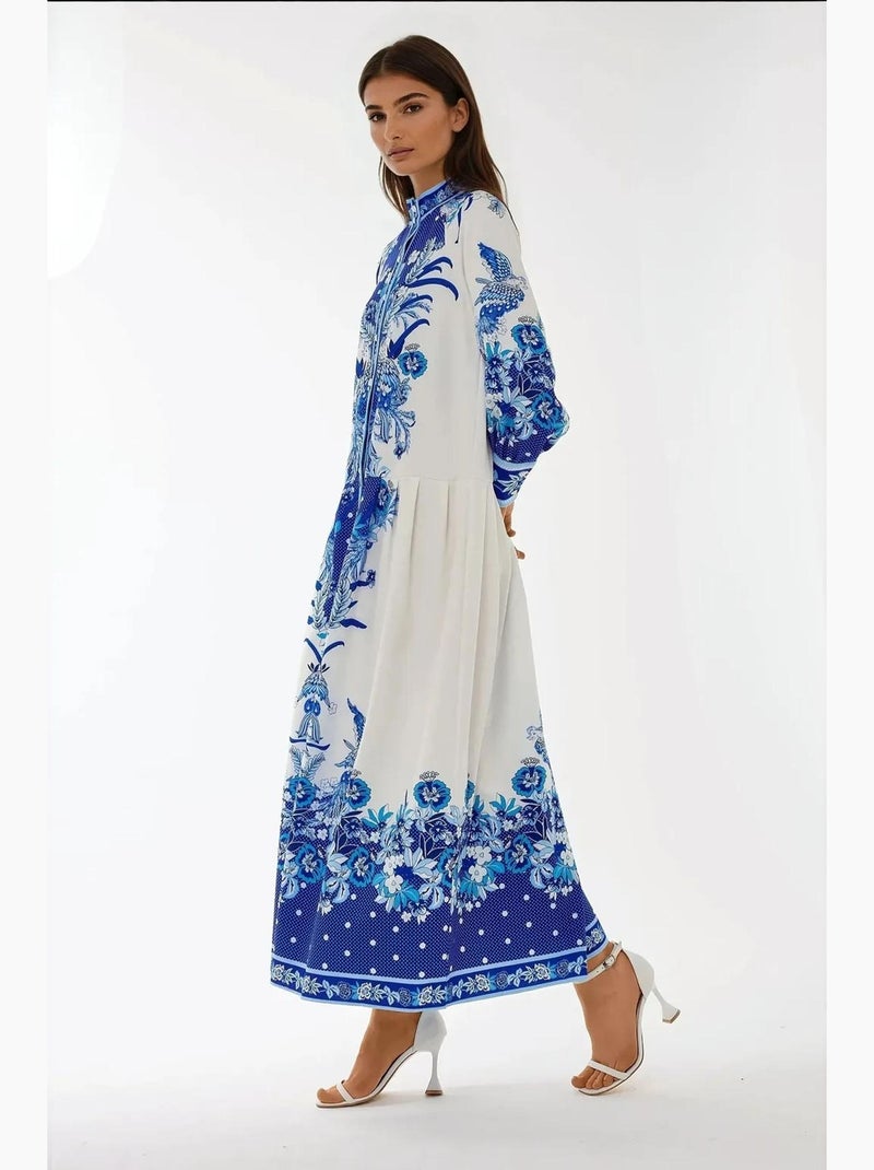 Robe longue imprimée à manches longues hiccup Multicolore - Kiabi