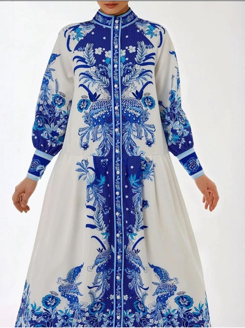 Robe longue imprimée à manches longues - Kiabi Robe longue imprimée à manches longues - Kiabi