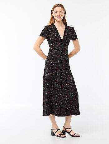 Robe longue imprimée all-over fine