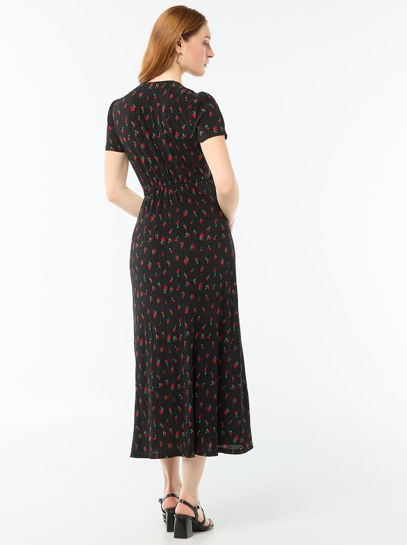 Robe longue imprimée all-over fine Noir - Kiabi