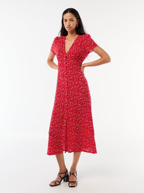 Robe longue imprimée all-over fine - Kiabi
