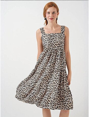 Robe longue imprimée avec col carré et fermeture éclair bdart