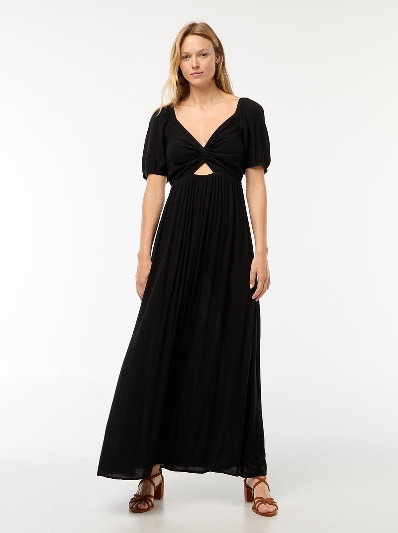 Robe longue imprimée avec fentes Noir - Kiabi