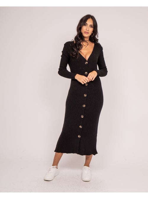 Robe longue maille côtelée IVERNY - Kiabi