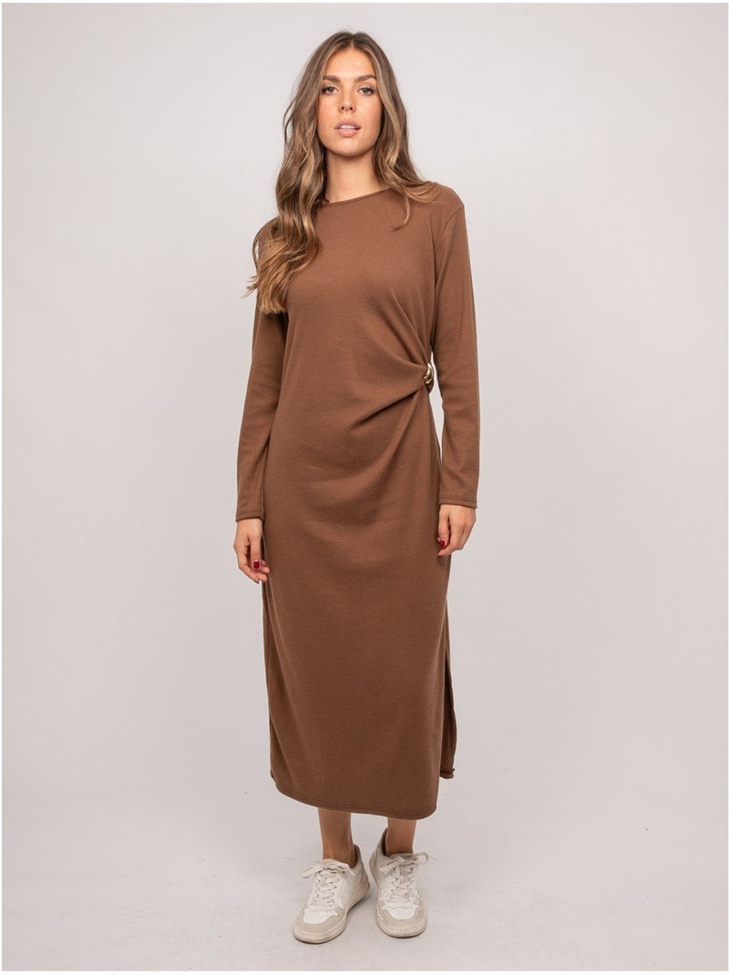 Robe longue maille douce drapé ilarisse Marron - Kiabi