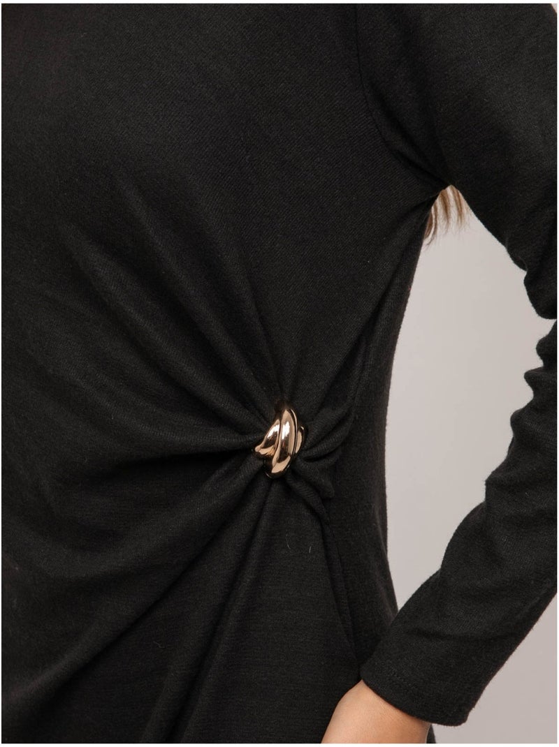 Robe longue maille douce drapé ilarisse Noir - Kiabi