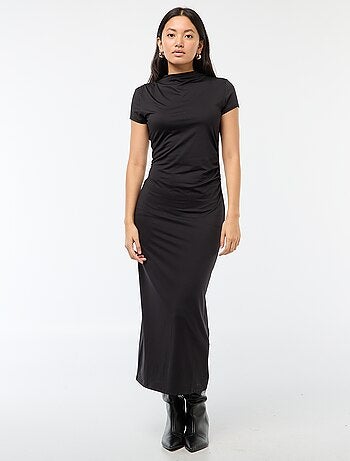 Robe longue manches courtes uni