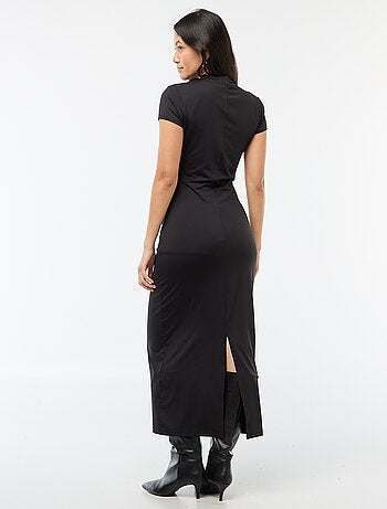 Robe longue manches courtes uni