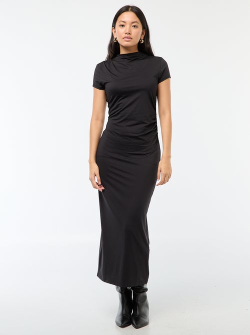 Robe longue manches courtes uni - Kiabi