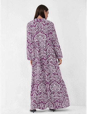 Robe longue maxi à col en v et à motifs, manches longues hiccup