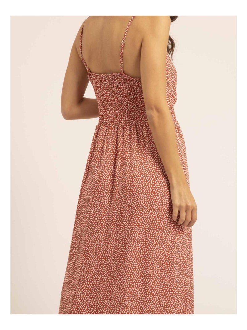 Robe longue motifs ibalmie Orange corail - Kiabi