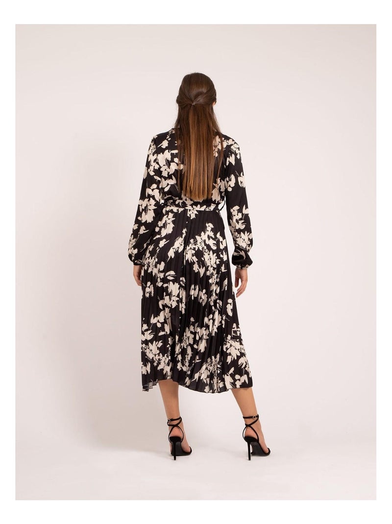 Robe longue motifs ichelle Noir - Kiabi