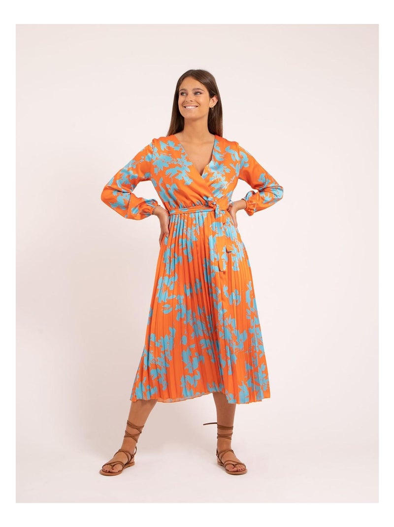 Robe longue motifs ichelle Orange - Kiabi