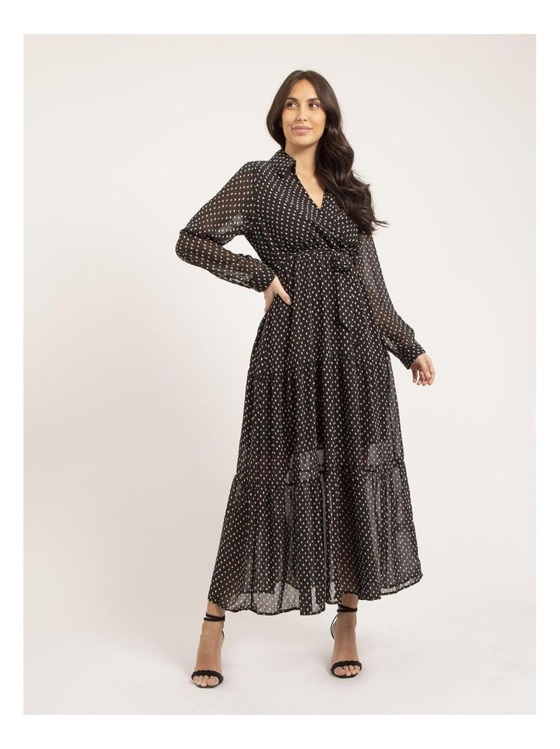 Robe longue motifs idyana Noir - Kiabi