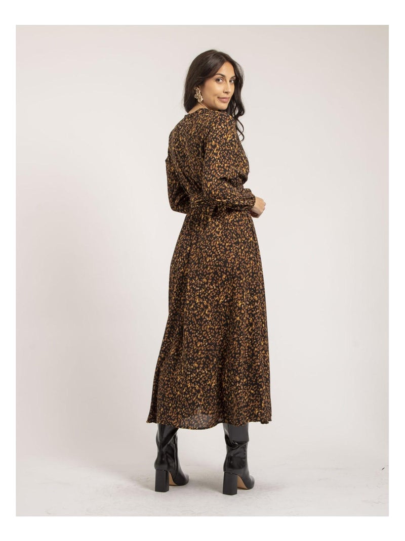 Robe longue motifs island Marron - Kiabi