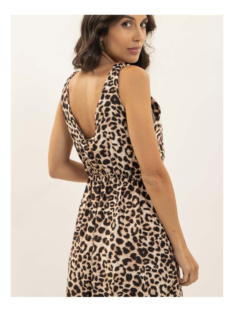 Robe longue motifs léopard issima Marron - Kiabi