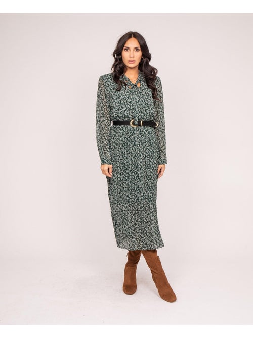 Robe longue motifs plissée iflor - Kiabi
