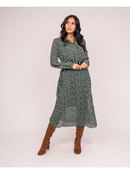 Robe longue motifs plissée iflor - Kiabi