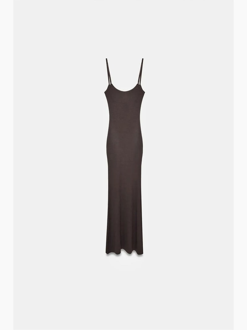 Robe longue moulante côtelée dilvin Marron chocolat - Kiabi