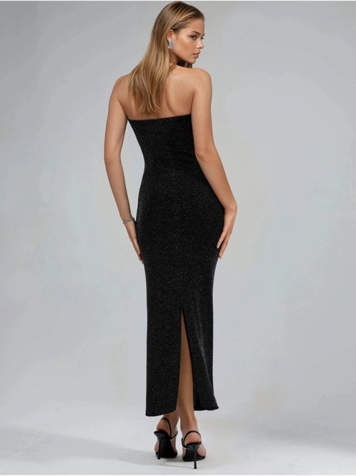 Robe longue moulante sans bretelles brillante busem - Kiabi