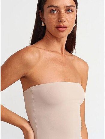 Robe longue moulante sans bretelles fendue dilvin