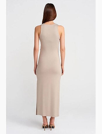 Robe longue moulante sans manches avec fente dilvin