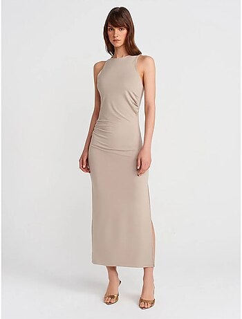 Robe longue moulante sans manches avec fente dilvin