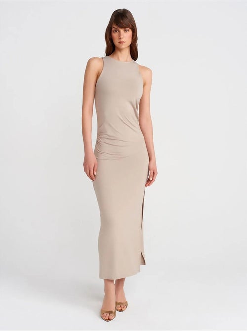 Robe longue moulante sans manches avec fente dilvin - Kiabi