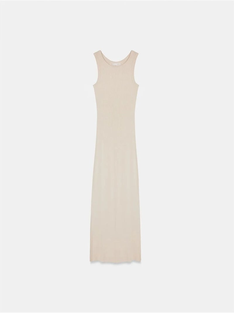 Robe longue moulante sans manches côtelée dilvin Beige naturel - Kiabi
