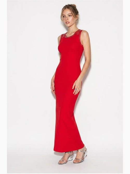 Robe longue moulante sans manches en maille côtelée lucci - Kiabi