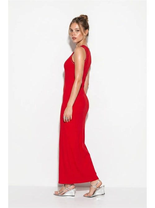 Robe longue moulante sans manches en maille côtelée lucci - Kiabi