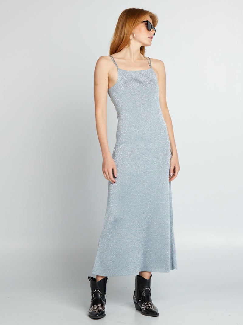 Robe longue pailletée Gris - Kiabi